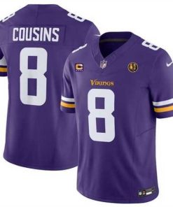 Finest Minnesota Vikings 8 Kirk Cousins Purple 2023 F.U.S.E  With 4 Star C Patch And John Madden Patch Vapor Limited Stitched Football Jersey
