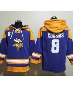 Superb Minnesota Vikings 8 Kirk Cousins Purple Yellow Ageless Must Have Lace Up Pullover Hoodie