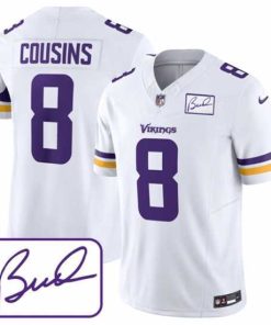 Premium Minnesota Vikings 8 Kirk Cousins White 2023 F.U.S.E Bud Grant Patch Limited Stitched Jersey
