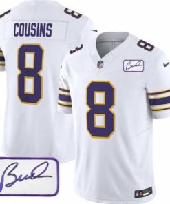 Marvelous Minnesota Vikings 8 Kirk Cousins White 2023 F.U.S.E Bud Grant Patch Vapor Limited Stitched Jersey