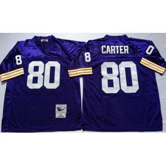 Exceptional Minnesota Vikings 80 Cris Carter Purple M&N Throwback Jersey