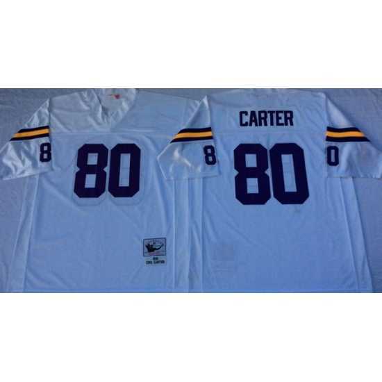 Exceptional Minnesota Vikings 80 Cris Carter White M&N Throwback Jersey