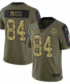 Exceptional Minnesota Vikings 84 Randy Moss 2021 Salute To Service Olive Camo Limited Stitched Jersey