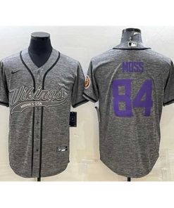 Gorgeous Minnesota Vikings 84 Randy Moss Grey With Patch Cool Base Stitched Baseball Jersey