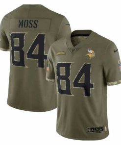 Superb Minnesota Vikings 84 Randy Moss Olive 2022 Salute To Service Limited Stitched Jersey