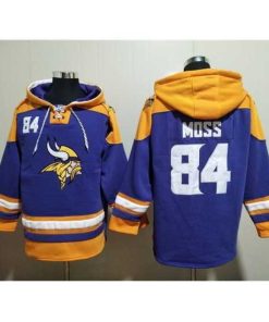 Superior Minnesota Vikings 84 Randy Moss Purple Yellow Ageless Must Have Lace Up Pullover Hoodie
