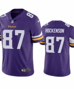 Exquisite Minnesota Vikings 87 T J  Hockenson Purple Vapor Untouchable Stitched Jersey