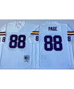 Exquisite Minnesota Vikings 88 Alan Page White M&N Throwback Jersey