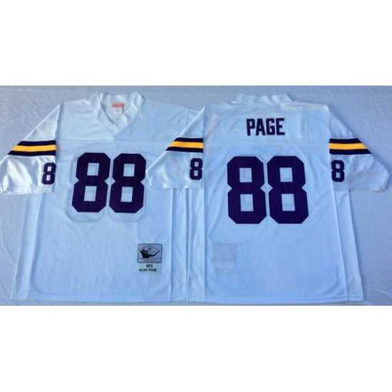 Exquisite Minnesota Vikings 88 Alan Page White M&N Throwback Jersey