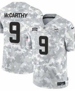 Superb Minnesota Vikings 9 J J  McCarthy 2024 F.U.S.E Arctic Camo Salute To Service Limited Stitched Football Jersey