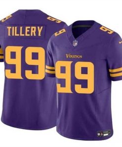 Gorgeous Minnesota Vikings 99 Jerry Tillery Purple 2023 F.U.S.E  Color Rush Untouchable Limited Stitched Jersey