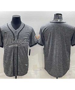 Superb Minnesota Vikings Blank Grey With Patch Cool Base Stitched Baseball Jersey