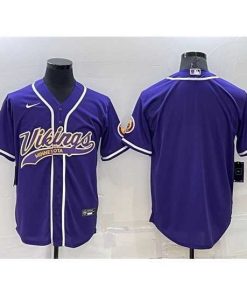 Superb Minnesota Vikings Blank Purple With Patch Cool Base Stitched Baseball Jersey