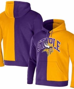 High quality Minnesota Vikings Purple Gold Split Logo Pullover Hoodie