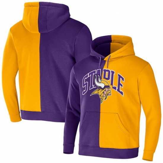 High quality Minnesota Vikings Purple Gold Split Logo Pullover Hoodie