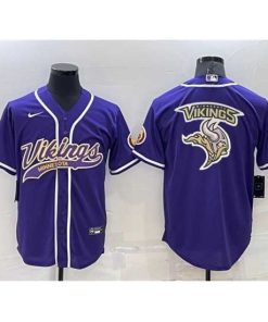Superior Minnesota Vikings Purple Team Big Logo With Patch Cool Base Stitched Baseball Jersey