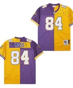 Finest Minnesota Vikings Randy Moss #84 Gold Purple Stitched NFL Football Jersey