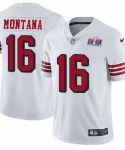 Finest NFL San Francisco 49ers 16 Joe Montana White Throwback Vapor Untouchable Limited Stitched 2024 Super Bowl LVIII Jersey