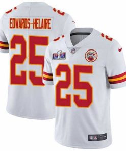 Superb Nike Kansas City Chiefs 25 Clyde Edwards Helaire White Bound Stitched NFL Vapor Untouchable Limited 2024 Super Bowl LVIII Jersey