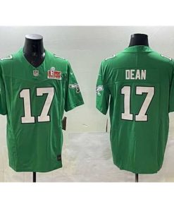 High quality Philadelphia Eagles 17 Nakobe Dean Green 2025 Super Bowl LIX Patch F.U.S.E  Throwback Vapor Untouchable Limited Stitched Football Jersey