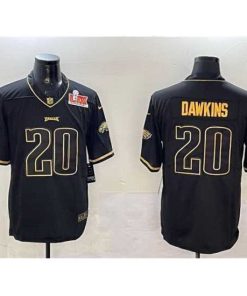Marvelous Philadelphia Eagles 20 Brian Dawkins Black Gold 2025 Super Bowl LIX Patch Salute To Service Vapor Untouchable Limited Stitched Football Jersey