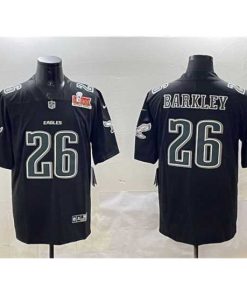 Marvelous Philadelphia Eagles 26 Saquon Barkley Black 2025 Super Bowl LIX Patch Fashion Vapor Untouchable Limited Stitched Football Jersey
