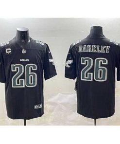 High quality Philadelphia Eagles 26 Saquon Barkley Black Fashion With 3 Star C Patch Vapor Untouchable Limited Stitched Football Jersey