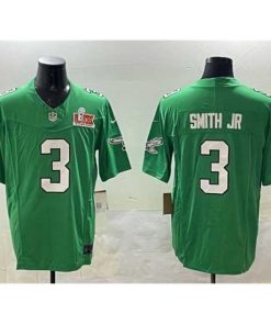 Marvelous Philadelphia Eagles 3 Nolan Smith Jr  Green 2025 Super Bowl LIX Patch F.U.S.E  Throwback Vapor Untouchable Limited Stitched Football Jersey