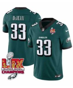 Premium Philadelphia Eagles 33 Cooper DeJean Green 2025 Eagles Logo Super Bowl LIX Patch New F.U.S.E  Vapor Untouchable Limited Stitched Football Jersey