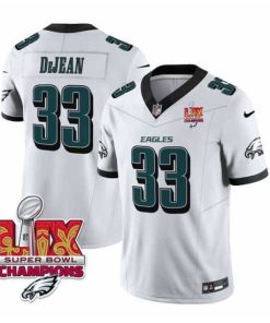 Marvelous Philadelphia Eagles 33 Cooper DeJean White 2025 Eagles Logo Super Bowl LIX Patch New F.U.S.E  Vapor Untouchable Limited Stitched Football Jersey