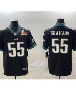 Premium Philadelphia Eagles 55 Brandon Graham Black 2025 Super Bowl LIX Patch Vapor Untouchable Limited Stitched Football Jersey