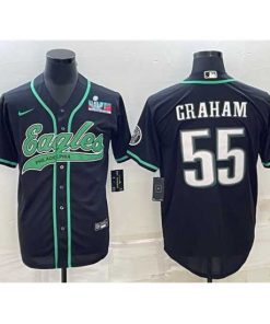 Marvelous Philadelphia Eagles 55 Brandon Graham Black With Super Bowl LVII Patch Cool Base Stitched Baseball Jersey