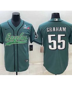 Exquisite Philadelphia Eagles 55 Brandon Graham Green With Super Bowl LVII Patch Cool Base Stitched Baseball Jersey