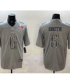 Exquisite Philadelphia Eagles 6 DeVonta Smith Grey 2025 Super Bowl LIX Patch Atmosphere Fashion Vapor Untouchable Limited Stitched Football Jersey