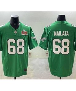 Superior Philadelphia Eagles 68 Jordan Mailata Green 2025 Super Bowl LIX Patch F.U.S.E  Throwback Vapor Untouchable Limited Stitched Football Jersey