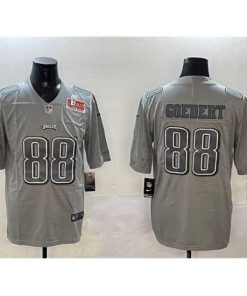 Finest Philadelphia Eagles 88 Dallas Goedert Grey 2025 Super Bowl LIX Patch Atmosphere Fashion Vapor Untouchable Limited Stitched Football Jersey