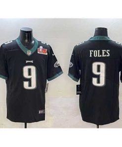Finest Philadelphia Eagles 9 Nick Foles Black 2025 Super Bowl LIX Patch Vapor Untouchable Limited Stitched Football Jersey