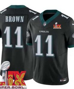 Superb Philadelphia Eagles A.J. Brown #11 Black 2024 2025 Super Bowl LIX F.U.S.E Stitched NFL Jersey
