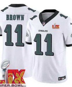Premium Philadelphia Eagles A.J. Brown #11 White 2024 2025 Super Bowl LIX F.U.S.E Stitched NFL Jersey