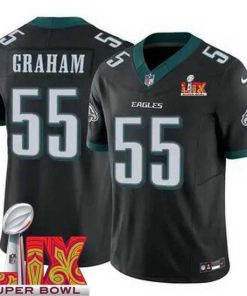 Outstanding Philadelphia Eagles Brandon Graham #55 Black 2024 2025 Super Bowl LIX F.U.S.E Stitched NFL Jersey