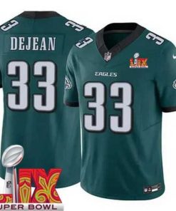 Superb Philadelphia Eagles Cooper DeJean #33 Green 2024 2025 Super Bowl LIX F.U.S.E Stitched NFL Jersey