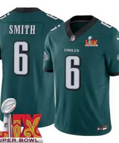 Outstanding Philadelphia Eagles DeVonta Smith #6 Green 2024 2025 Super Bowl LIX F.U.S.E Stitched NFL Jersey