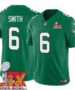 Gorgeous Philadelphia Eagles DeVonta Smith #6 Kelly Green 2024 2025 Super Bowl LIX F.U.S.E Stitched NFL Jersey