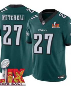 Exceptional Philadelphia Eagles Quinyon Mitchell #27 Green 2024 2025 Super Bowl LIX F.U.S.E Stitched NFL Jersey