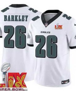 Finest Philadelphia Eagles Saquon Barkley #26 White 2024 2025 Super Bowl LIX F.U.S.E Stitched NFL Jersey