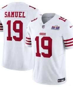 Outstanding San Francisco 49ers 19 Deebo Samuel White Throwback 2023 F.U.S.E  Vapor Untouchable Limited Stitched Football 2024 Super Bowl LVIII Jersey
