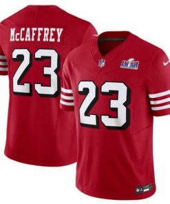 Gorgeous San Francisco 49ers 23 Christian McCaffrey New Red 2023 F.U.S.E  Vapor Untouchable Limited Stitched Football 2024 Super Bowl LVIII Jersey