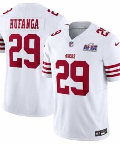 Superb San Francisco 49ers 29 Talanoa Hufanga White 2023 F.U.S.E  With John Madden Patch Vapor Limited Stitched Football 2024 Super Bowl LVIII Jersey