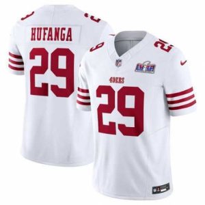 Superb San Francisco 49ers 29 Talanoa Hufanga White 2023 F.U.S.E  With John Madden Patch Vapor Limited Stitched Football 2024 Super Bowl LVIII Jersey