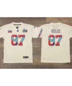 Premium Men's Kansas City Chiefs #87 Travis Kelce White Super Bowl LVII Patch Vapor Untouchable Limited Stitched Jersey